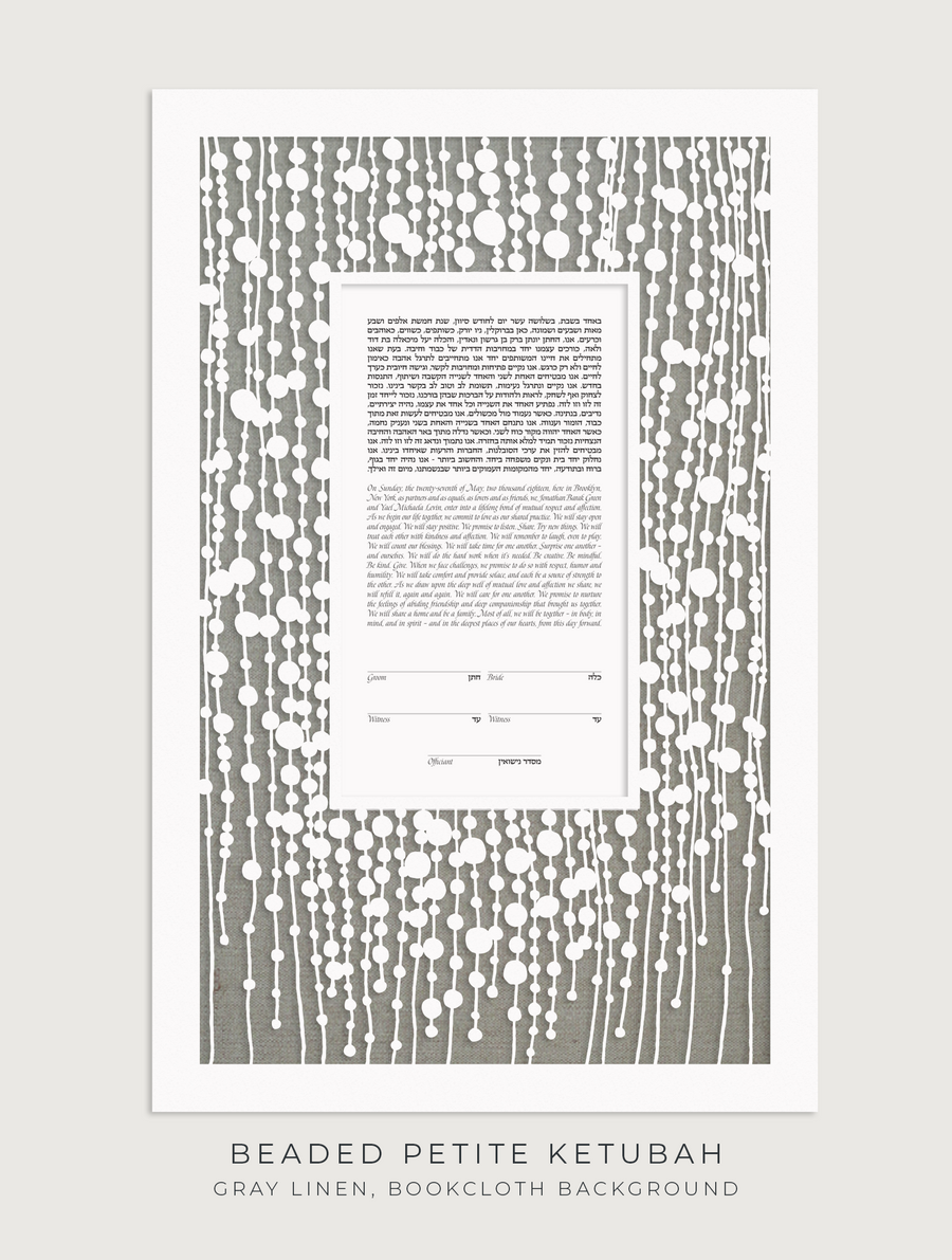 BEADED PETITE, Gray Linen, Bookcloth