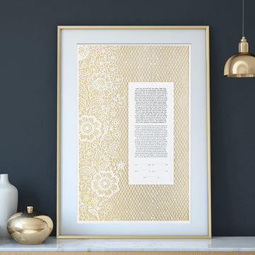 LACE, Mother of Pearl, Pearlized Paper, framed