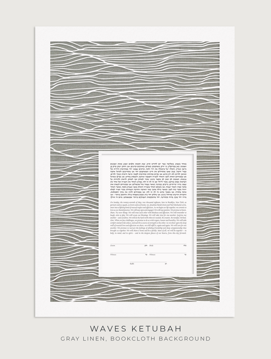 WAVES, Gray Linen, Bookcloth