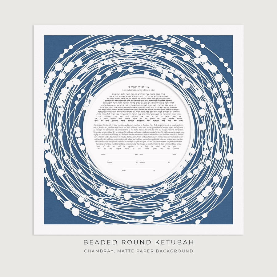 BEADED ROUND, Chambray, Matte Paper
