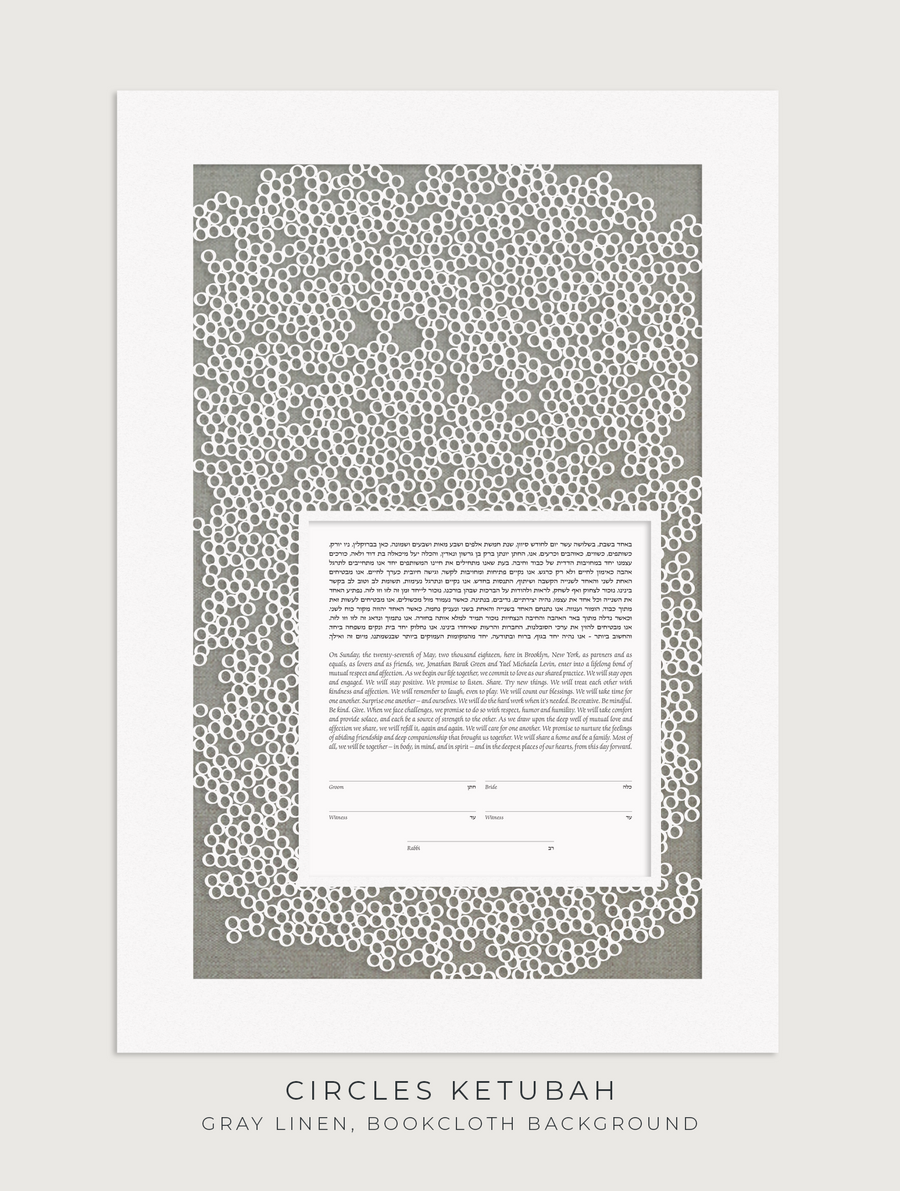 CIRCLES, Gray Linen, Bookcloth