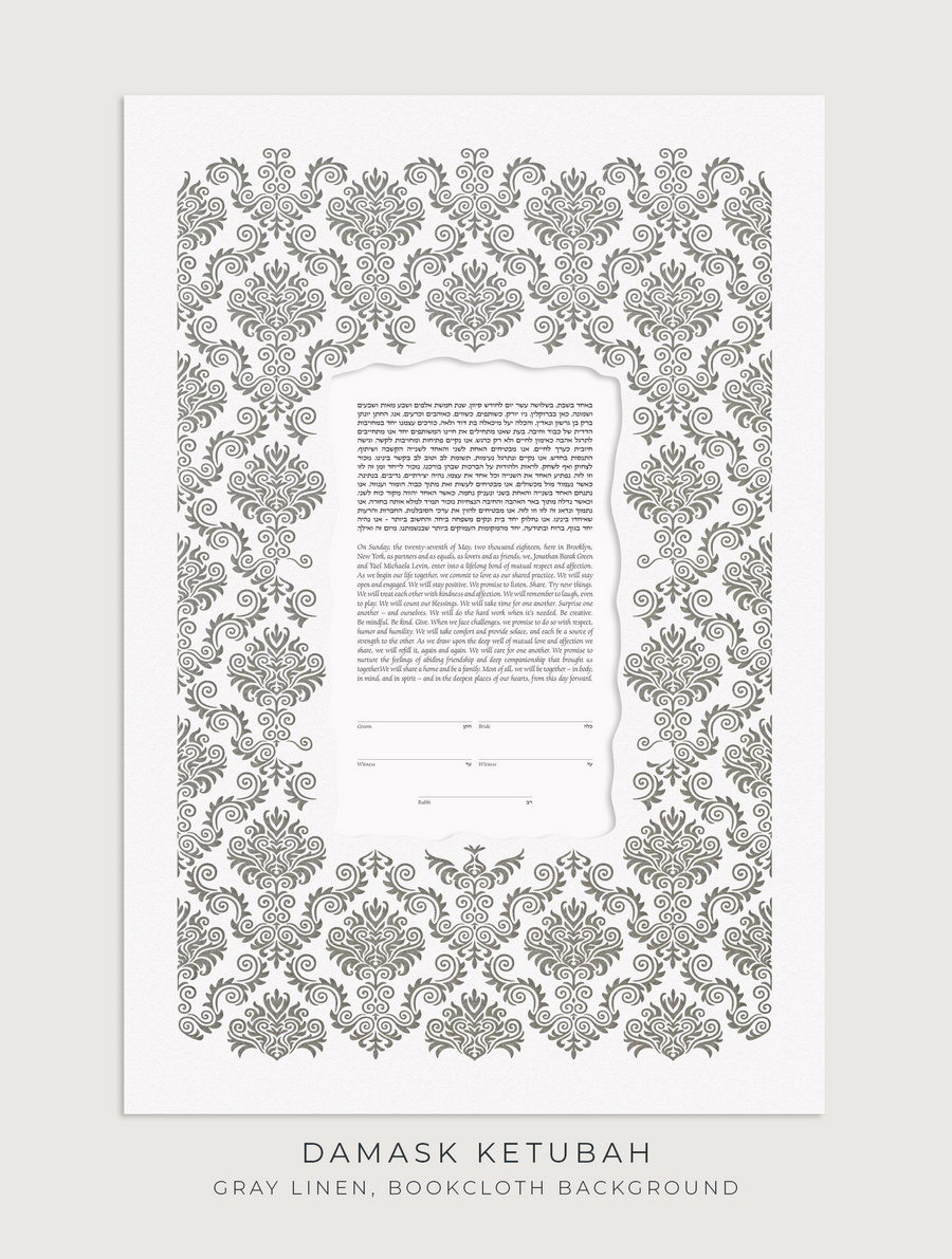 DAMASK, Gray Linen, Bookcloth