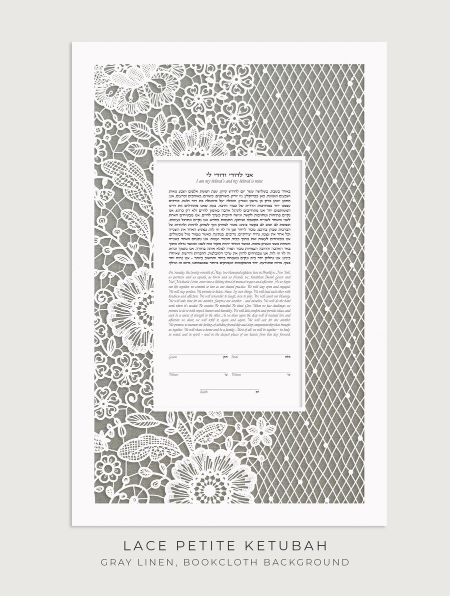 LACE PETITE, Gray Linen, Bookcloth